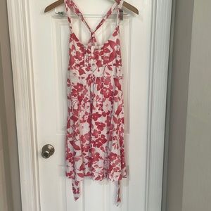 American Eagle Outfitters Tropical Pink Floral Midi Racerback Dress Sz M